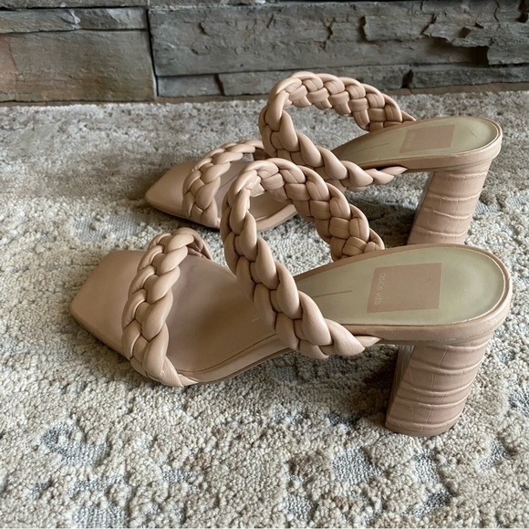 Dolce Vita Pailey Braided Slip On Heeled Sandals Open Toe Leather Pink: 7.5 - Picture 2 of 10